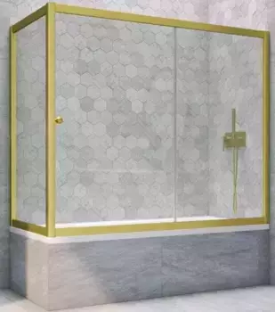 Шторка на ванну стеклянная «Vegas Glass» ZV+ZVF Novo 170/75 Crystal vision/золото матовое универсальная