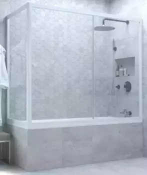 Шторка на ванну стеклянная «Vegas Glass» ZV+ZVF Novo 170/80 Crystal vision/белая универсальная