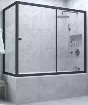 Шторка на ванну стеклянная «Vegas Glass» ZV+ZVF Novo 170/80 Crystal vision/чёрная матовая универсальная