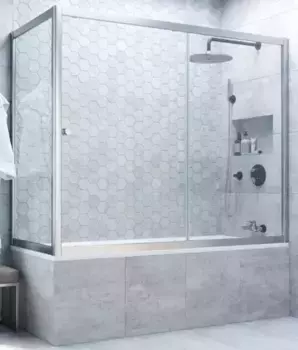 Шторка на ванну стеклянная «Vegas Glass» ZV+ZVF Novo 170/80 Crystal vision/хром матовый универсальная