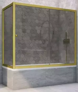 Шторка на ванну стеклянная «Vegas Glass» ZV+ZVF Novo 170/80 графит/золото матовое универсальная