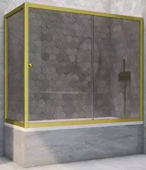 Шторка на ванну стеклянная «Vegas Glass» ZV+ZVF Novo 170/85 графит/золото матовое универсальная