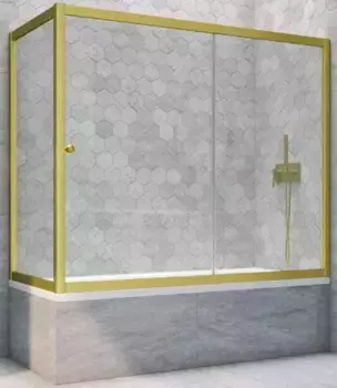 Шторка на ванну стеклянная «Vegas Glass» ZV+ZVF Novo 170/85 прозрачная/золото матовое универсальная