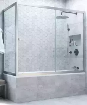 Шторка на ванну стеклянная «Vegas Glass» ZV+ZVF Novo 170/90 Crystal vision/хром матовый универсальная