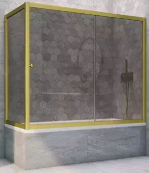 Шторка на ванну стеклянная «Vegas Glass» ZV+ZVF Novo 170/90 графит/золото матовое универсальная