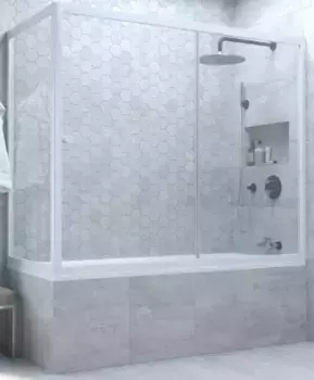 Шторка на ванну стеклянная «Vegas Glass» ZV+ZVF Novo 180/70 Crystal vision/белая универсальная