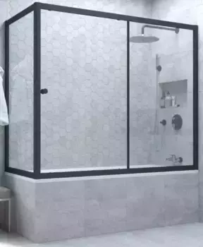 Шторка на ванну стеклянная «Vegas Glass» ZV+ZVF Novo 180/70 Crystal vision/чёрная матовая универсальная