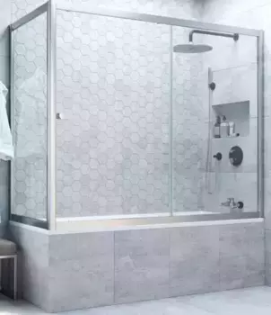 Шторка на ванну стеклянная «Vegas Glass» ZV+ZVF Novo 180/70 Crystal vision/хром матовый универсальная