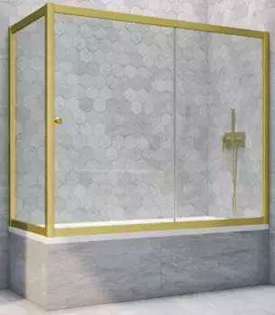 Шторка на ванну стеклянная «Vegas Glass» ZV+ZVF Novo 180/70 Crystal vision/золото матовое универсальная