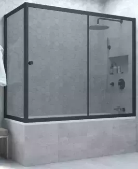 Шторка на ванну стеклянная «Vegas Glass» ZV+ZVF Novo 180/70 графит/чёрная матовая универсальная