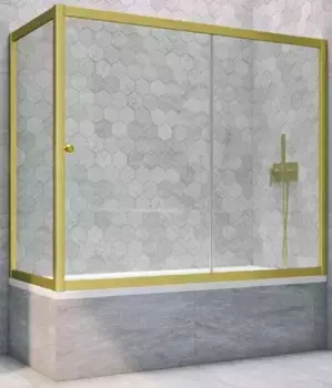 Шторка на ванну стеклянная «Vegas Glass» ZV+ZVF Novo 180/70 прозрачная/золото матовое универсальная