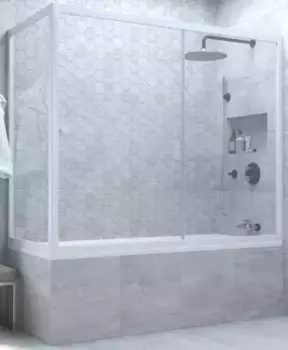 Шторка на ванну стеклянная «Vegas Glass» ZV+ZVF Novo 180/75 Crystal vision/белая универсальная