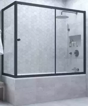 Шторка на ванну стеклянная «Vegas Glass» ZV+ZVF Novo 180/75 Crystal vision/чёрная матовая универсальная