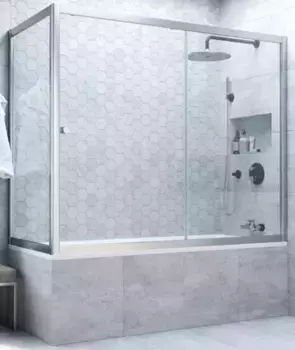 Шторка на ванну стеклянная «Vegas Glass» ZV+ZVF Novo 180/75 Crystal vision/хром матовый универсальная