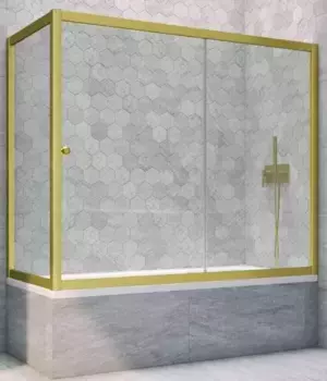 Шторка на ванну стеклянная «Vegas Glass» ZV+ZVF Novo 180/75 Crystal vision/золото матовое универсальная