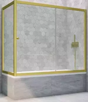 Шторка на ванну стеклянная «Vegas Glass» ZV+ZVF Novo 180/75 прозрачная/золото матовое универсальная