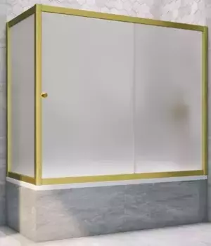Шторка на ванну стеклянная «Vegas Glass» ZV+ZVF Novo 180/75 сатин/золото матовое универсальная