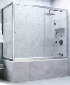 Шторка на ванну стеклянная «Vegas Glass» ZV+ZVF Novo 180/80 Crystal vision/хром матовый универсальная
