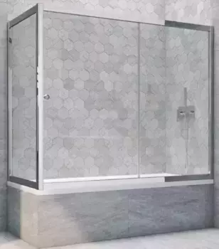 Шторка на ванну стеклянная «Vegas Glass» ZV+ZVF Tur Novo 150/70 Crystal vision/хром глянцевый универсальная