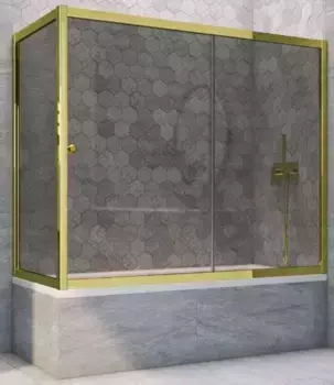Шторка на ванну стеклянная «Vegas Glass» ZV+ZVF Tur Novo 150/70 графит/золото глянцевое универсальная