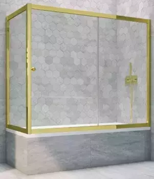 Шторка на ванну стеклянная «Vegas Glass» ZV+ZVF Tur Novo 150/75 Crystal vision/золото глянцевое универсальная