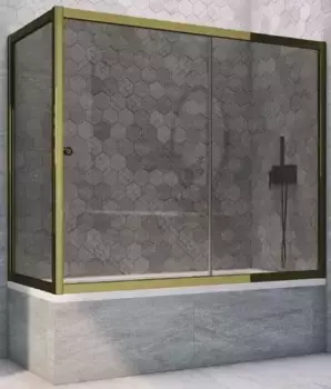 Шторка на ванну стеклянная «Vegas Glass» ZV+ZVF Tur Novo 150/75 графит/бронза универсальная