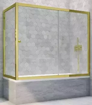 Шторка на ванну стеклянная «Vegas Glass» ZV+ZVF Tur Novo 150/80 Crystal vision/золото глянцевое универсальная