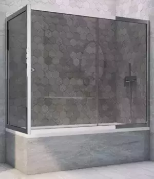 Шторка на ванну стеклянная «Vegas Glass» ZV+ZVF Tur Novo 150/80 графит/хром глянцевый универсальная