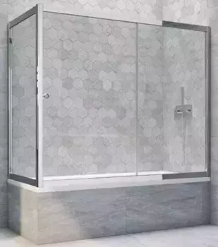 Шторка на ванну стеклянная «Vegas Glass» ZV+ZVF Tur Novo 150/85 Crystal vision/хром глянцевый универсальная