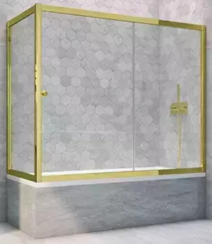 Шторка на ванну стеклянная «Vegas Glass» ZV+ZVF Tur Novo 150/85 Crystal vision/золото глянцевое универсальная