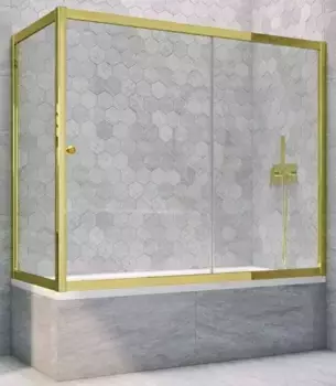 Шторка на ванну стеклянная «Vegas Glass» ZV+ZVF Tur Novo 150/90 Crystal vision/золото глянцевое универсальная