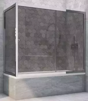 Шторка на ванну стеклянная «Vegas Glass» ZV+ZVF Tur Novo 150/90 графит/хром глянцевый универсальная