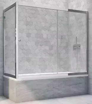Шторка на ванну стеклянная «Vegas Glass» ZV+ZVF Tur Novo 160/70 Crystal vision/хром глянцевый универсальная