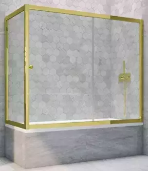 Шторка на ванну стеклянная «Vegas Glass» ZV+ZVF Tur Novo 160/70 Crystal vision/золото глянцевое универсальная