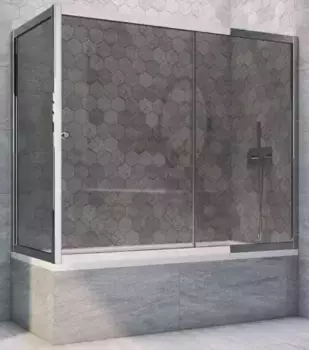 Шторка на ванну стеклянная «Vegas Glass» ZV+ZVF Tur Novo 160/70 графит/хром глянцевый универсальная