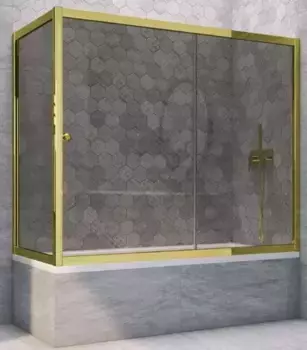 Шторка на ванну стеклянная «Vegas Glass» ZV+ZVF Tur Novo 160/70 графит/золото глянцевое универсальная