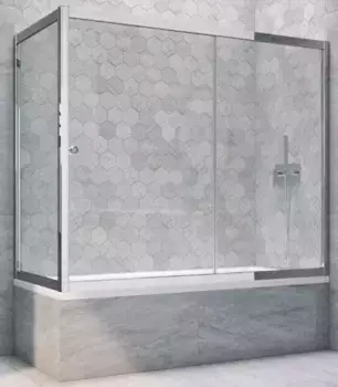 Шторка на ванну стеклянная «Vegas Glass» ZV+ZVF Tur Novo 160/75 Crystal vision/хром глянцевый универсальная