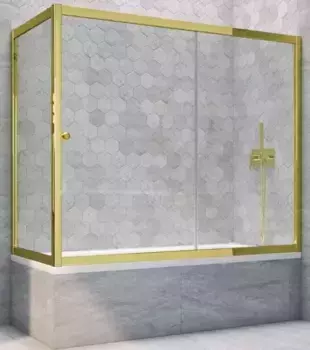 Шторка на ванну стеклянная «Vegas Glass» ZV+ZVF Tur Novo 160/75 Crystal vision/золото глянцевое универсальная