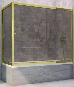 Шторка на ванну стеклянная «Vegas Glass» ZV+ZVF Tur Novo 160/75 графит/золото глянцевое универсальная