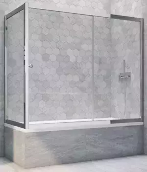 Шторка на ванну стеклянная «Vegas Glass» ZV+ZVF Tur Novo 160/80 Crystal vision/хром глянцевый универсальная