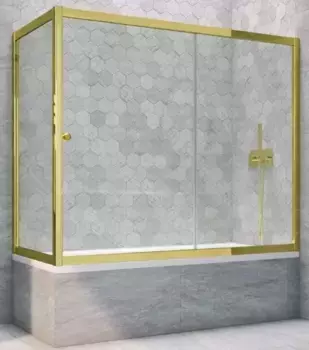 Шторка на ванну стеклянная «Vegas Glass» ZV+ZVF Tur Novo 160/80 Crystal vision/золото глянцевое универсальная