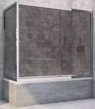 Шторка на ванну стеклянная «Vegas Glass» ZV+ZVF Tur Novo 160/80 графит/хром глянцевый универсальная