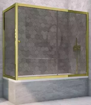 Шторка на ванну стеклянная «Vegas Glass» ZV+ZVF Tur Novo 160/80 графит/золото глянцевое универсальная