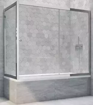 Шторка на ванну стеклянная «Vegas Glass» ZV+ZVF Tur Novo 160/85 Crystal vision/хром глянцевый универсальная