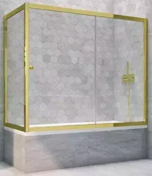 Шторка на ванну стеклянная «Vegas Glass» ZV+ZVF Tur Novo 160/85 Crystal vision/золото глянцевое универсальная