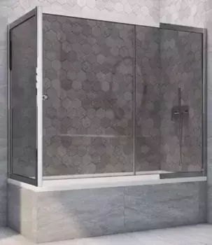 Шторка на ванну стеклянная «Vegas Glass» ZV+ZVF Tur Novo 160/85 графит/хром глянцевый универсальная