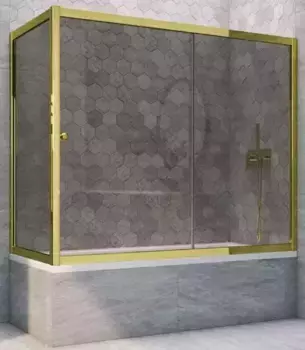 Шторка на ванну стеклянная «Vegas Glass» ZV+ZVF Tur Novo 160/85 графит/золото глянцевое универсальная