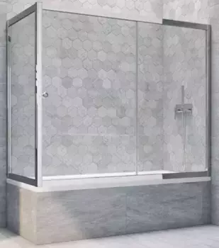 Шторка на ванну стеклянная «Vegas Glass» ZV+ZVF Tur Novo 160/90 Crystal vision/хром глянцевый универсальная