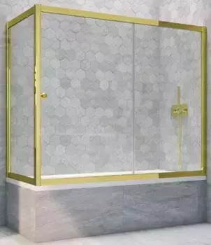 Шторка на ванну стеклянная «Vegas Glass» ZV+ZVF Tur Novo 160/90 Crystal vision/золото глянцевое универсальная