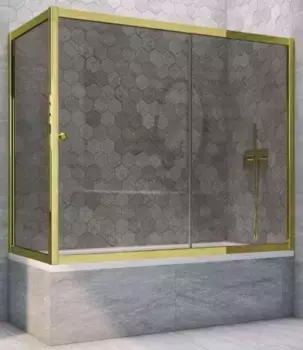 Шторка на ванну стеклянная «Vegas Glass» ZV+ZVF Tur Novo 160/90 графит/золото глянцевое универсальная